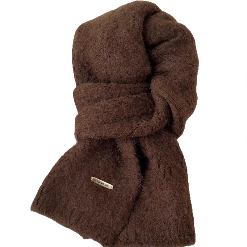 Écharpe tricotée polyvalente pour femmes, couleur unie, Simple, douce, chaude, Style paresseux, nouvelle collection coréenne d'hiver