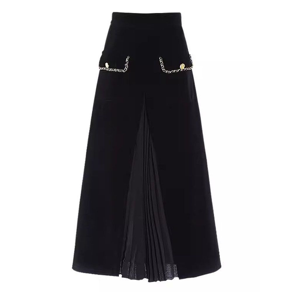 Automne nouveau Vintage Patchwork Net fil taille haute a-ligne jupe dames mode coréenne boutons couleur unie jupe plissée femmes