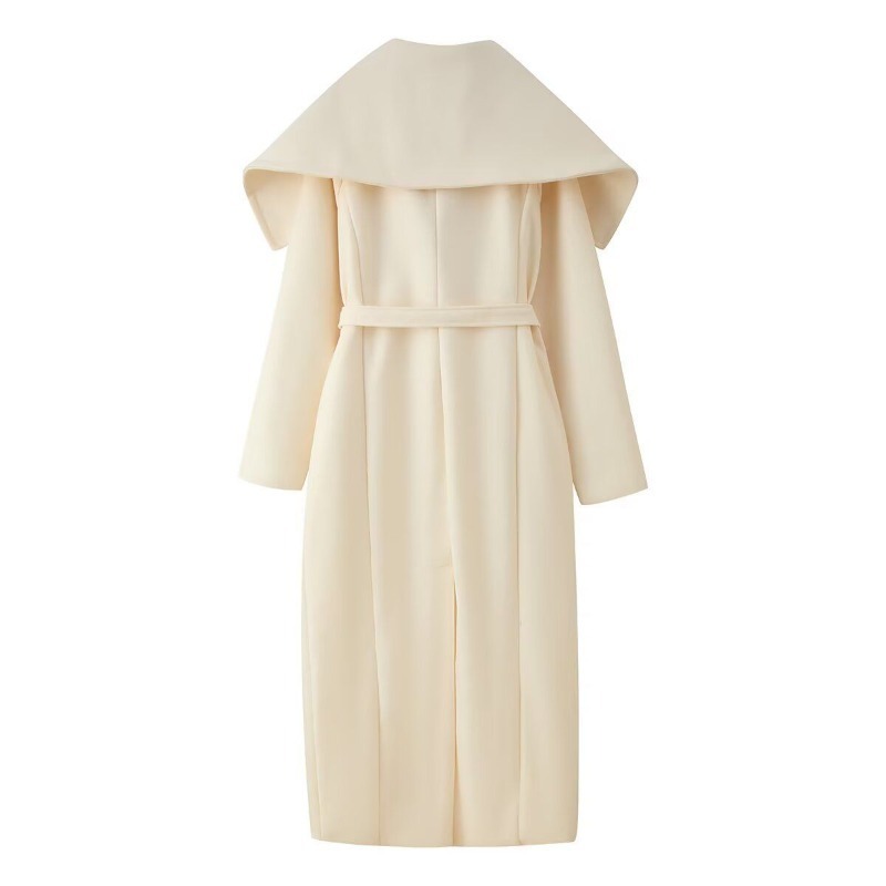 Automne et hiver vêtements pour femmes mode tempérament revers avec ceinture longue manteau en laine veste design sens polyvalent