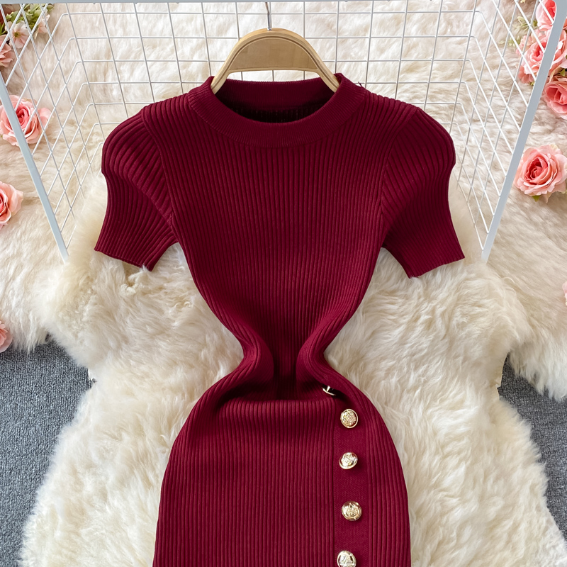 Chic mode Sexy paquet hanches noir robe moulante dame mode mince élastique tricoté robe d'été tenues de rue