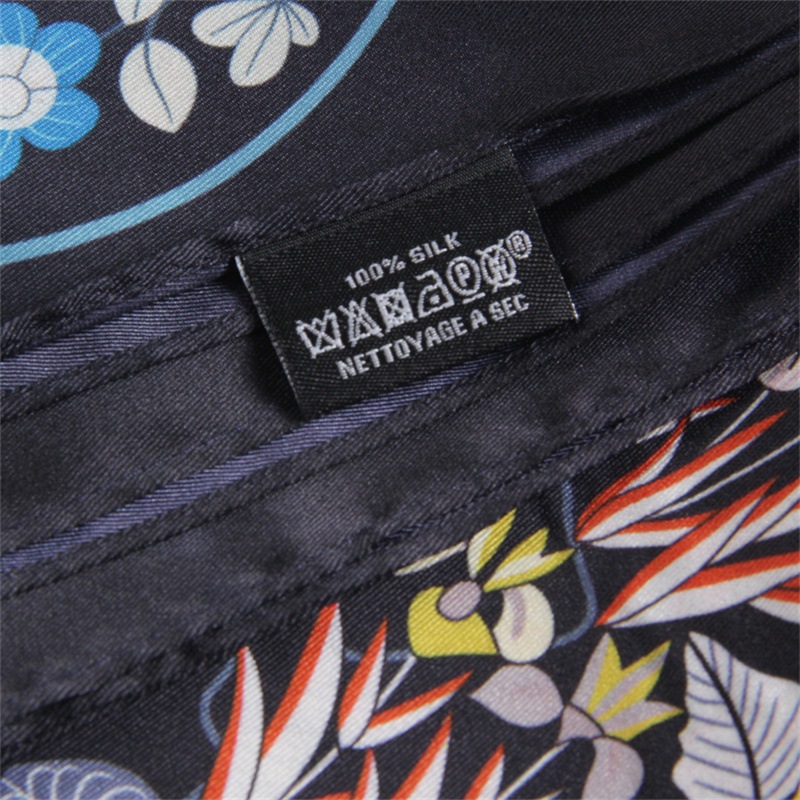 Foulard en soie sergé châle marque de luxe fleurs plantes imprimer Foulard carré femmes Hijabs Bandana Foulard foulard foulards de tête 90 cm