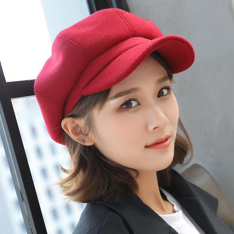 COKK – chapeau de peintre en laine pour homme et femme, casquette octogonale unie, décontractée, pour l'automne et l'hiver