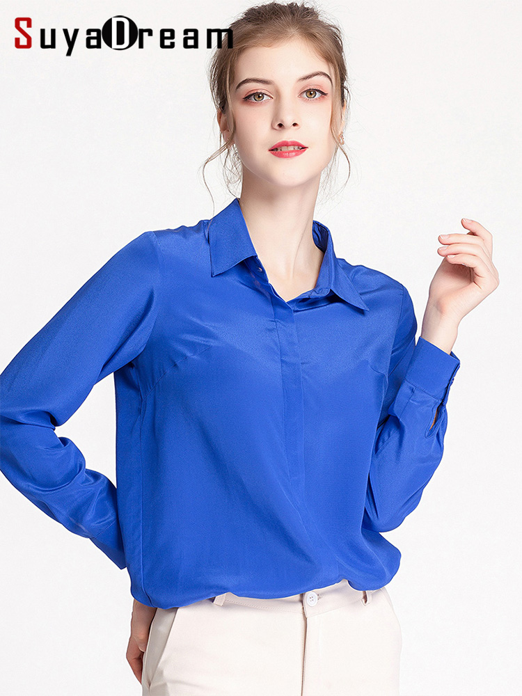 Suyarepll-Chemisier à manches longues pour femme, chemise monochrome, chemise chic de bureau, bleu et noir, injShirt, 100% pansement, automne et hiver 2021