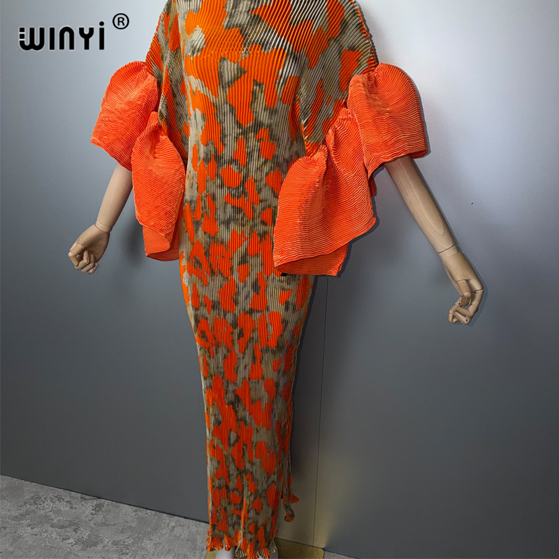 Robe plissée WINYI à manches bouffantes, paréo de plage, caftan musulman, abaya, robe de soirée longue de luxe de Dubaï pour femmes