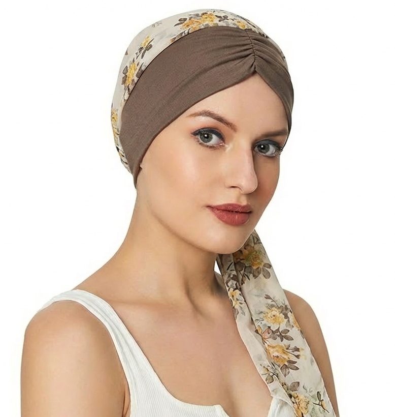 Nouveau femmes front plissé pré-attaché Turban casquette fleur imprimé musulman Hijab Cancer chimio chapeau couverture perte de cheveux tête écharpe enveloppement