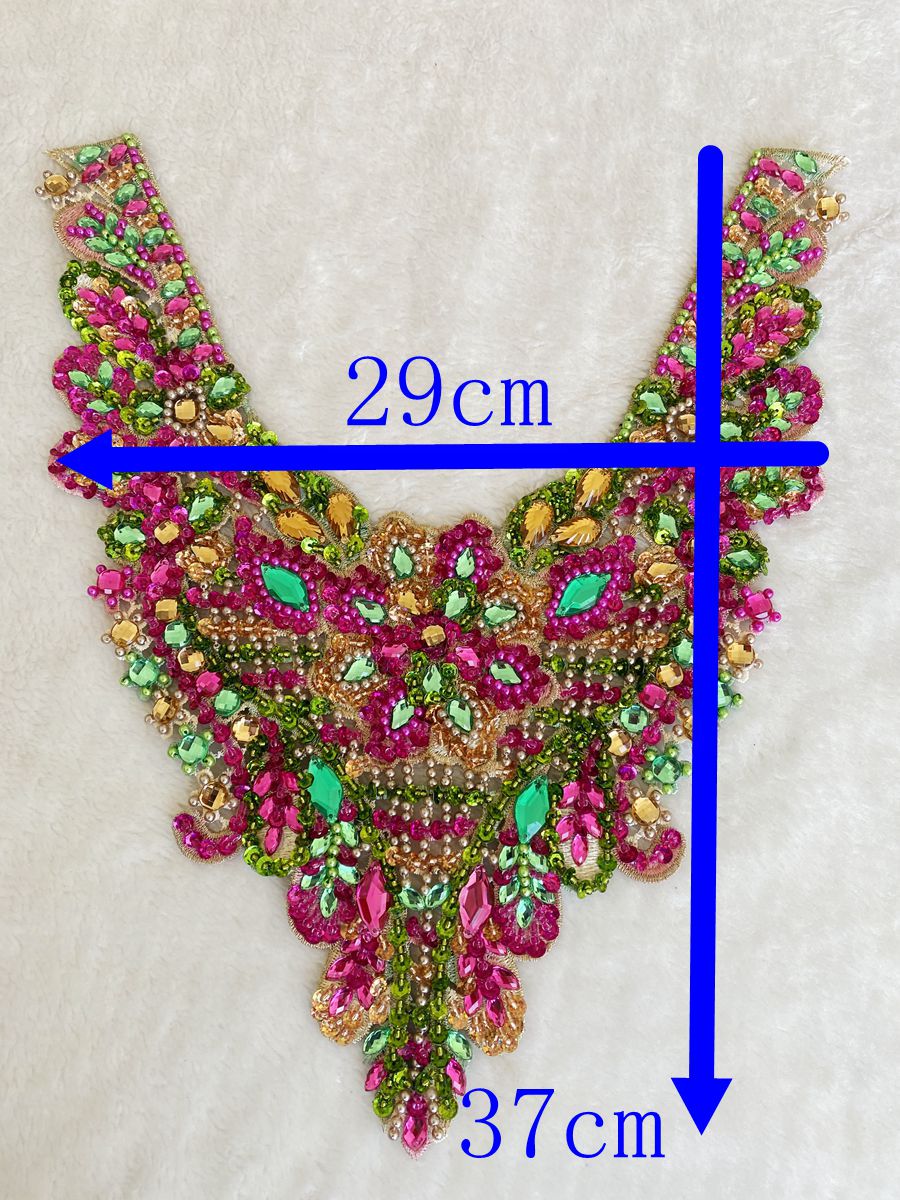 5 Style National col en V Tulle vêtements décoration arabe robe musulmane tissu de luxe à la main paillettes cristal diamant chaud matériel
