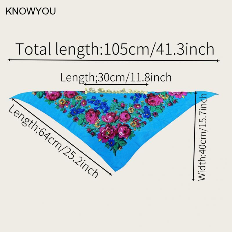 Foulard Hijab à imprimé floral pour femme, bandeau de sauna, écharpes à pampilles à paillettes, bandana féminin, mouchoir court, mouchoir de luxe, mode