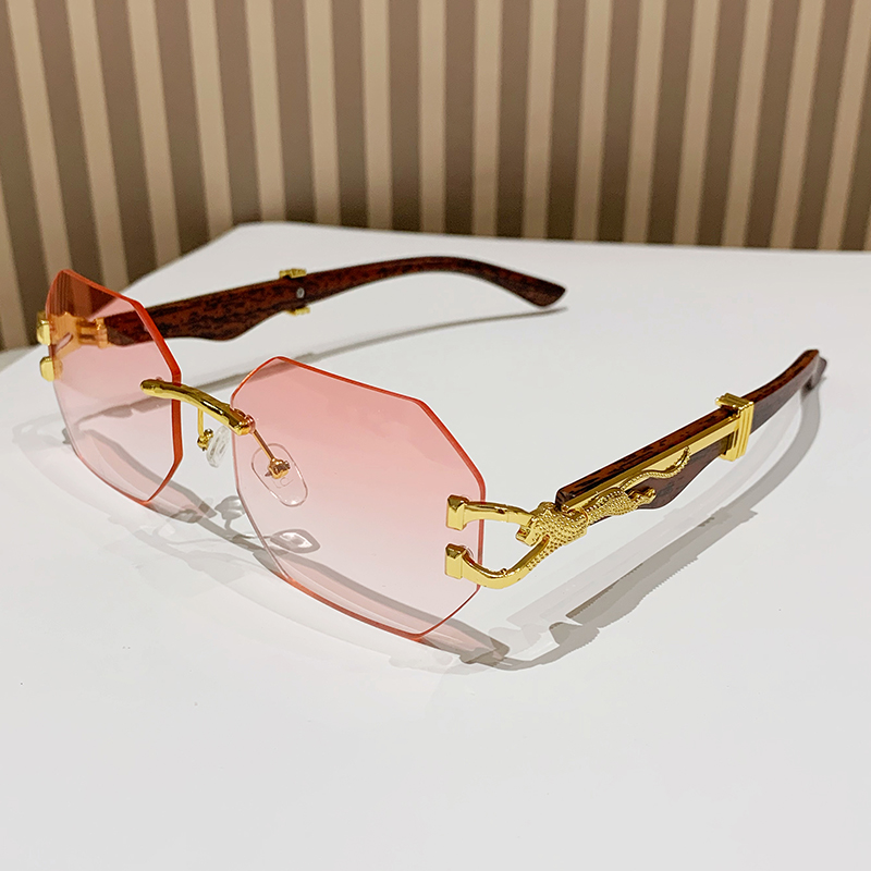 Lunettes de soleil carrées sans bords pour hommes et femmes, avec hexagone rétro, sans cadre, marque de luxe de styliste, nuances UV400, 2024