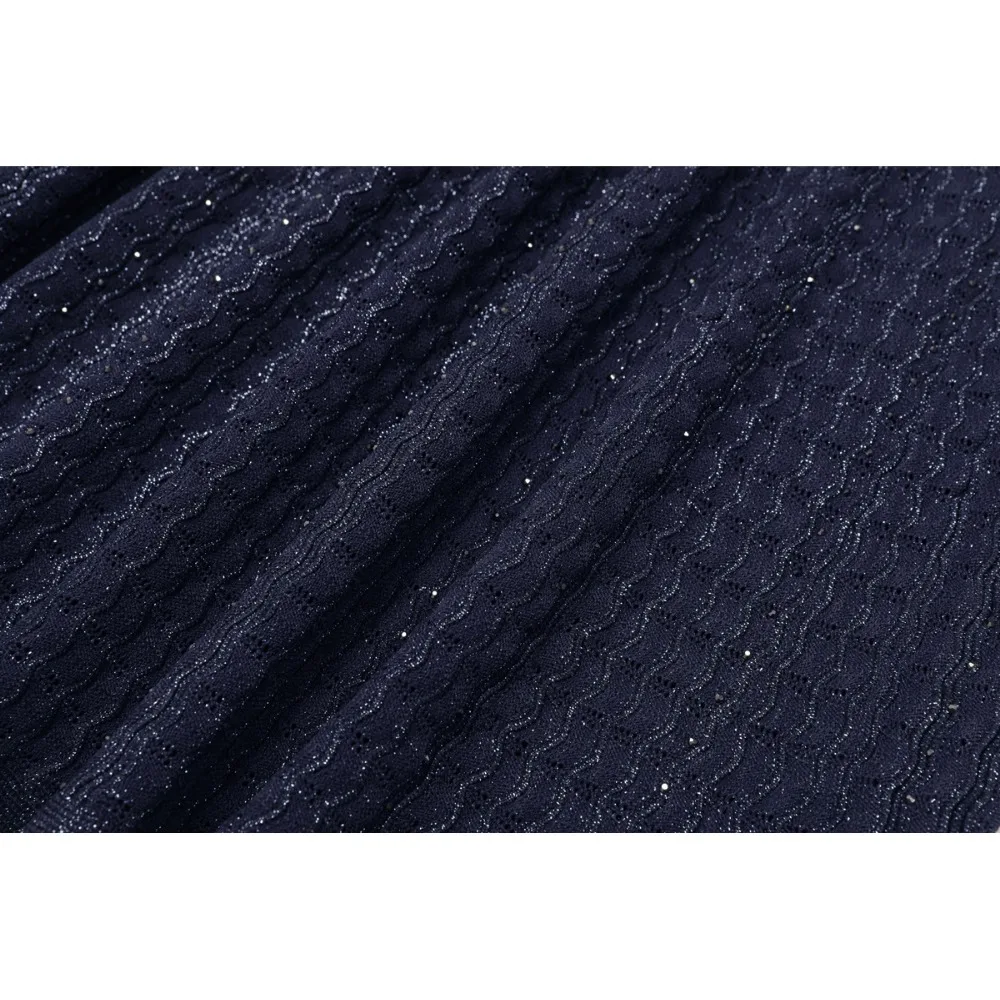 Robe de haute qualité pour femmes, col rond, manches courtes, robes en tricot, printemps automne, nouvelle robe midi diamantée pour femme