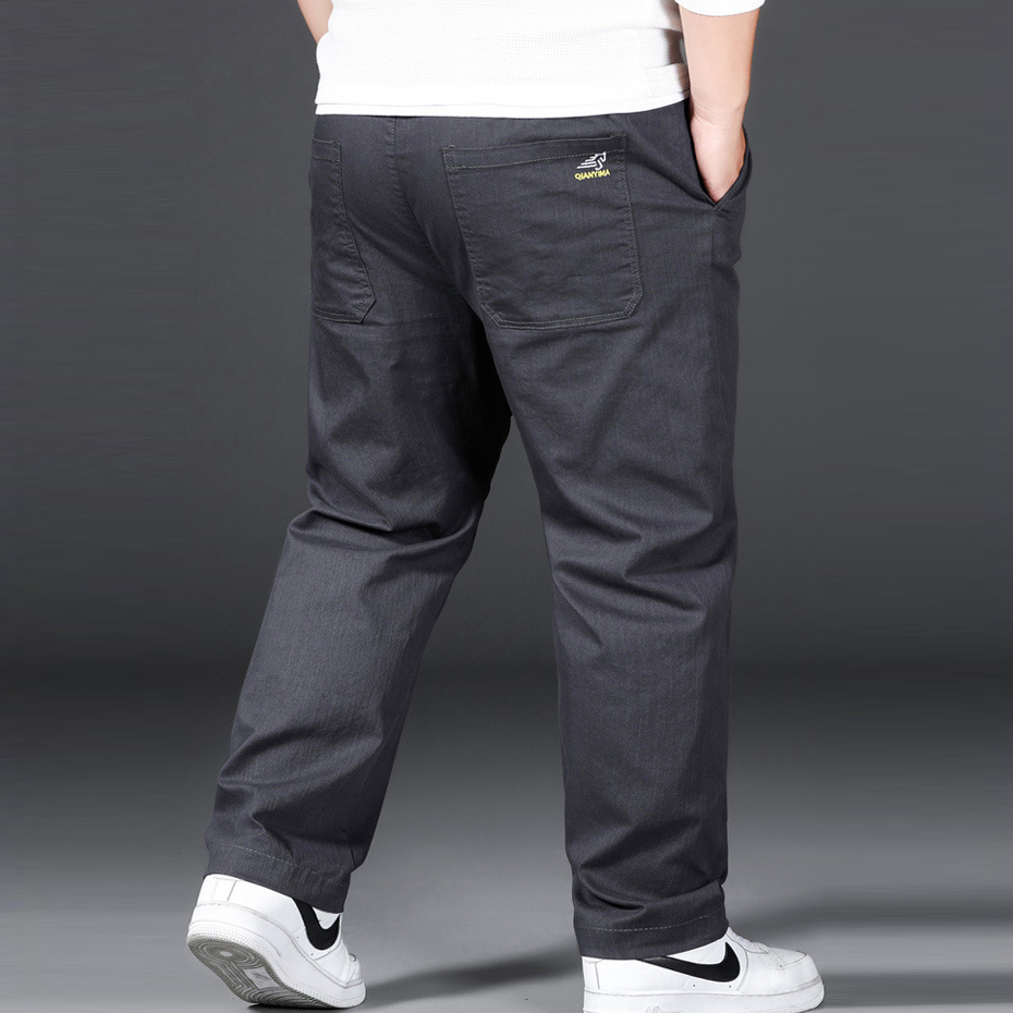 Grande taille 12XL pantalon hommes pantalon décontracté taille élastique pantalon droit homme mode gris noir pantalon grande taille 10XL 12XL