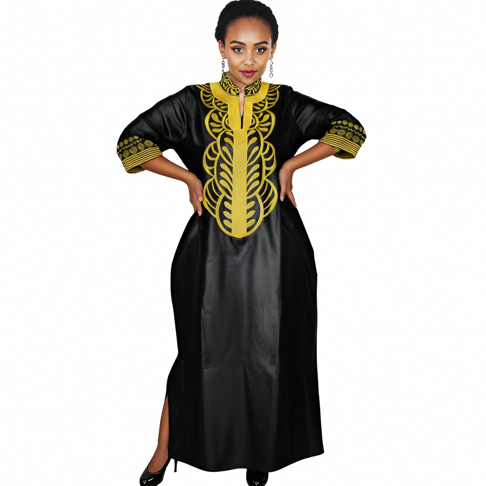 Tenue africaine pour femmes Abaya broderie grande taille robe d'église de fête élégante