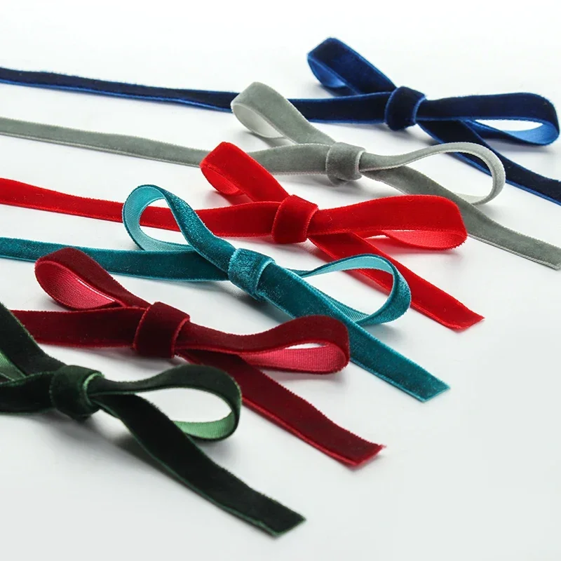 Ruban en velours 50yards 10mm, emballage cadeau fait à la main pour fête de mariage, nœuds pour cheveux, accessoires pour vêtements, bricolage, artisanat de couture, rubans en tissu