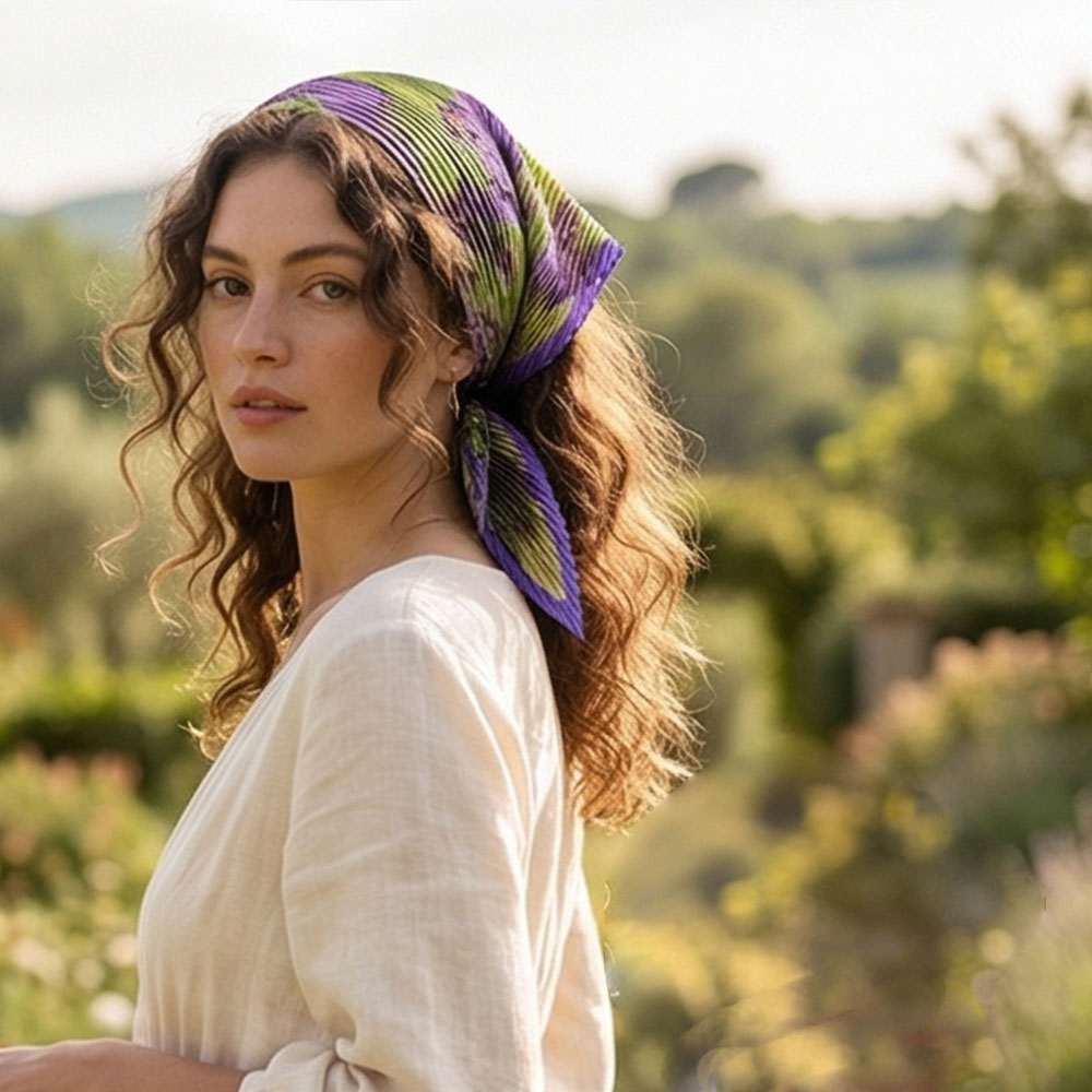 Foulard carré pliable pour femme, mode printemps-été, bandana, châle, accessoire de cheveux élégant, léger et luxueux