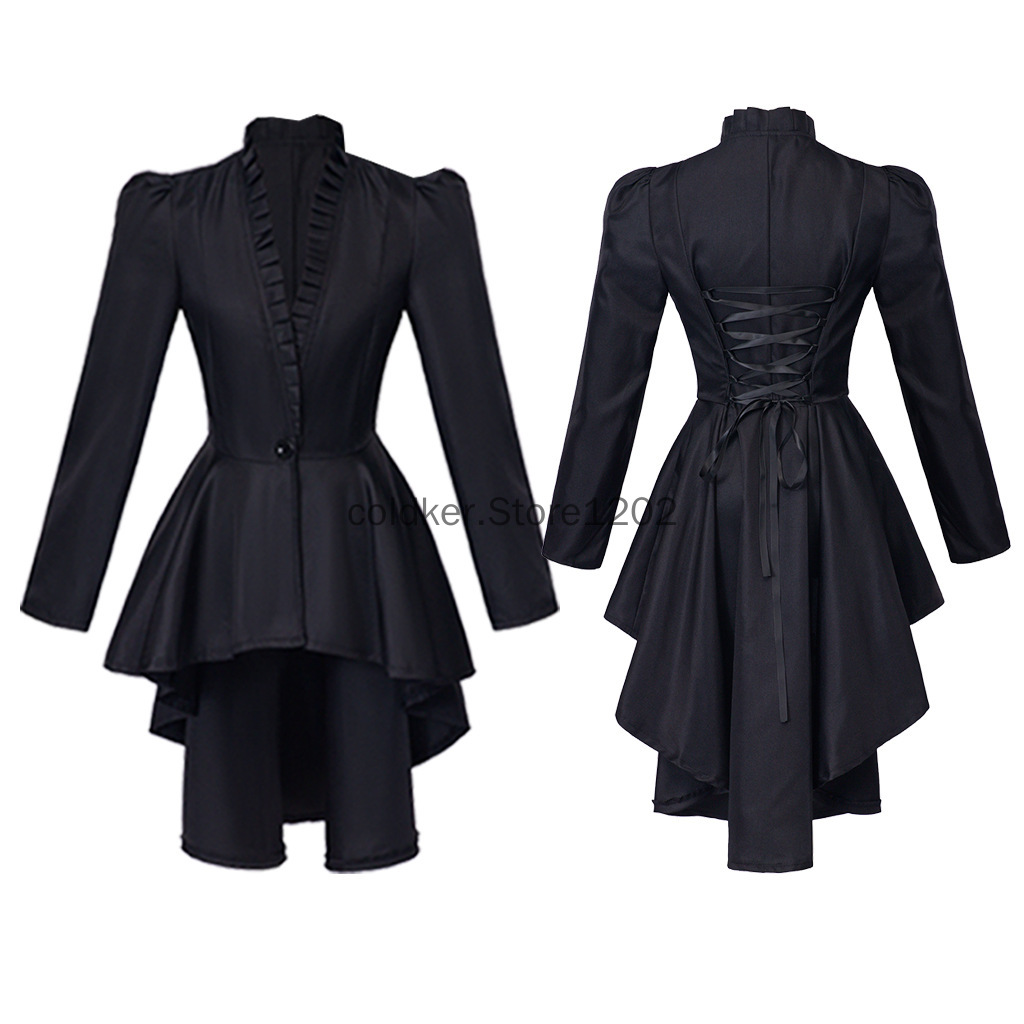 Costumes d'Halloween pour femmes Steampunk veste victorienne manteau médiéval Vintage gothique manteau à manches longues chemise de smoking