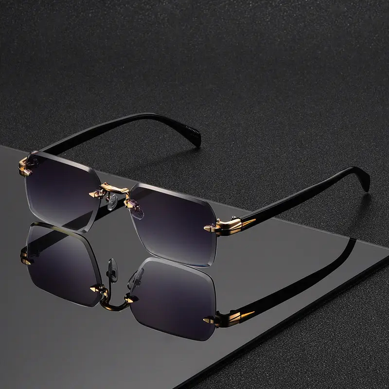 1 paire de lunettes de soleil rectangulaires sans monture, tendance et élégantes, idéales pour les vacances, les fêtes, les cadeaux et les festivals de musique