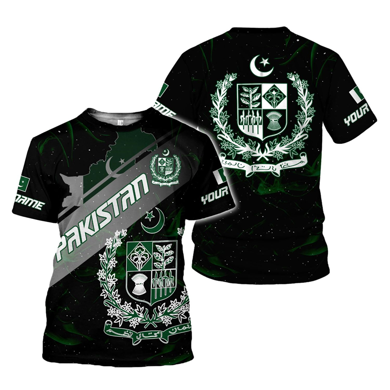 Impression 3D drapeau du Pakistan T-shirts pour hommes été décontracté à manches courtes T-shirts hauts hommes surdimensionnés T-shirts Streetwear