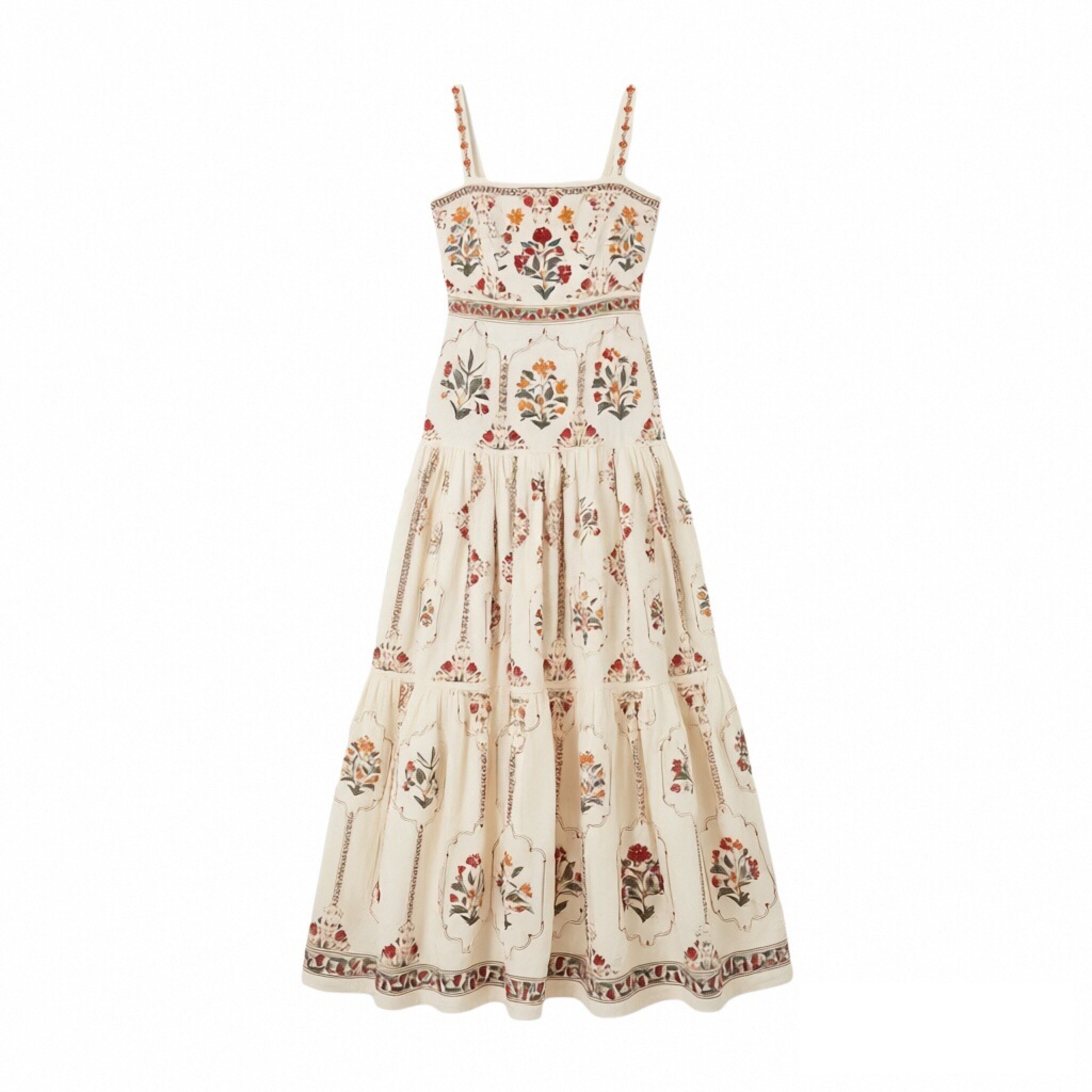 Robe longue maxi bohème pour femme, imprimé floral ethnique vintage, col carré, à volants, élégante pour l'été, les vacances et les fêtes