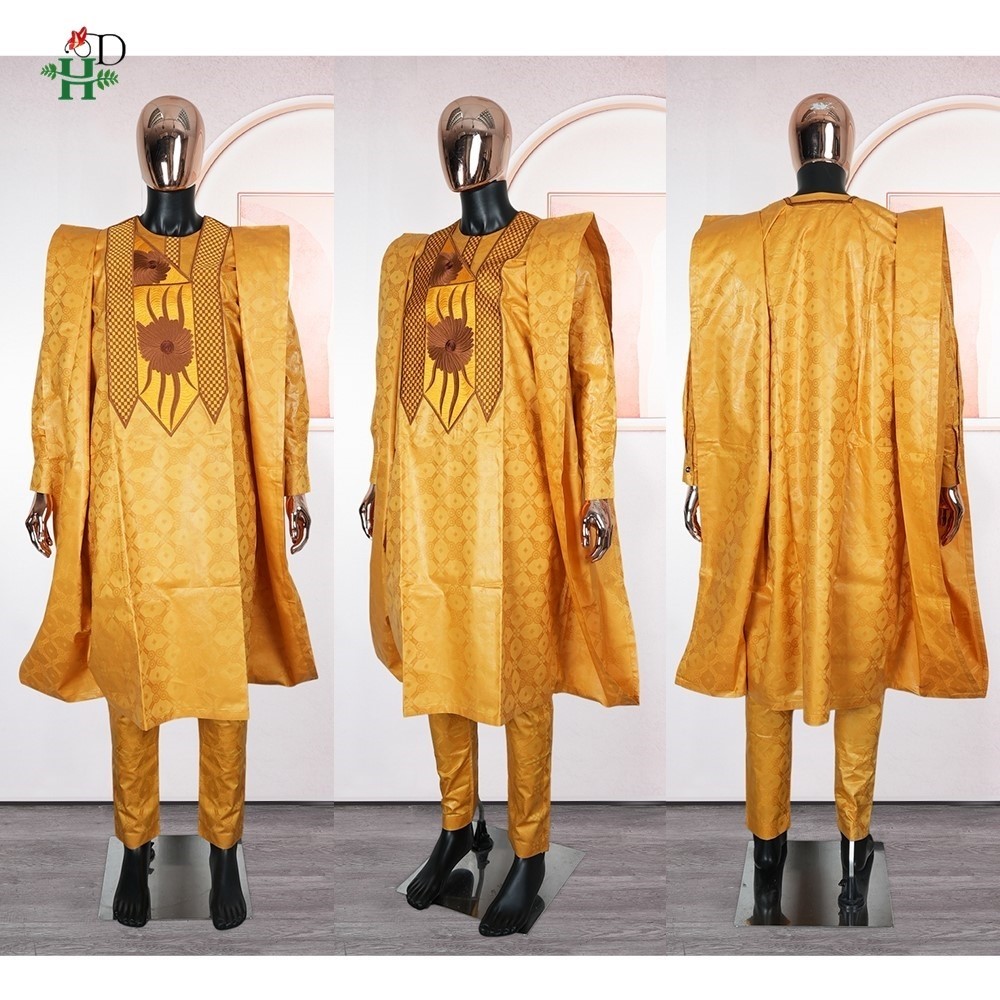 Robes africaines pour couple, tenues assorties or pour femme et homme, broderie traditionnelle Bazin Riche, robe turque, robe de mariage, robe de fête