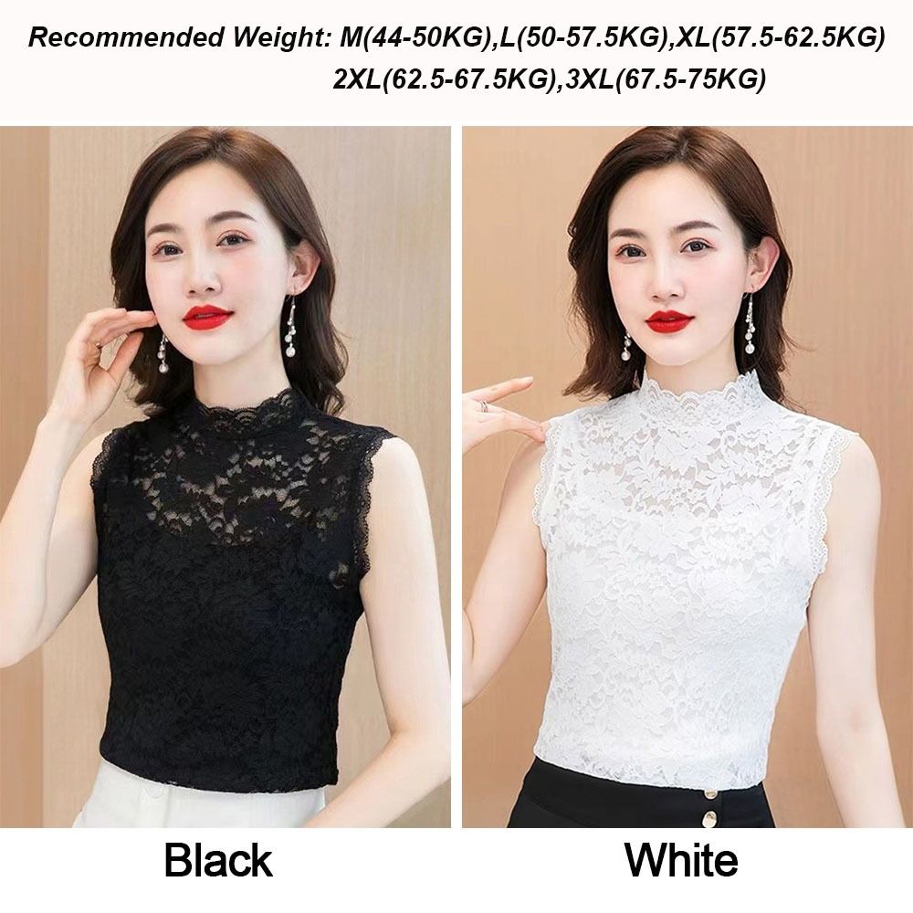 Débardeur à fleurs élégant à col mi-haut, t-shirt élastique noir et blanc, gilet sans manches pour femmes et filles, L-3XL