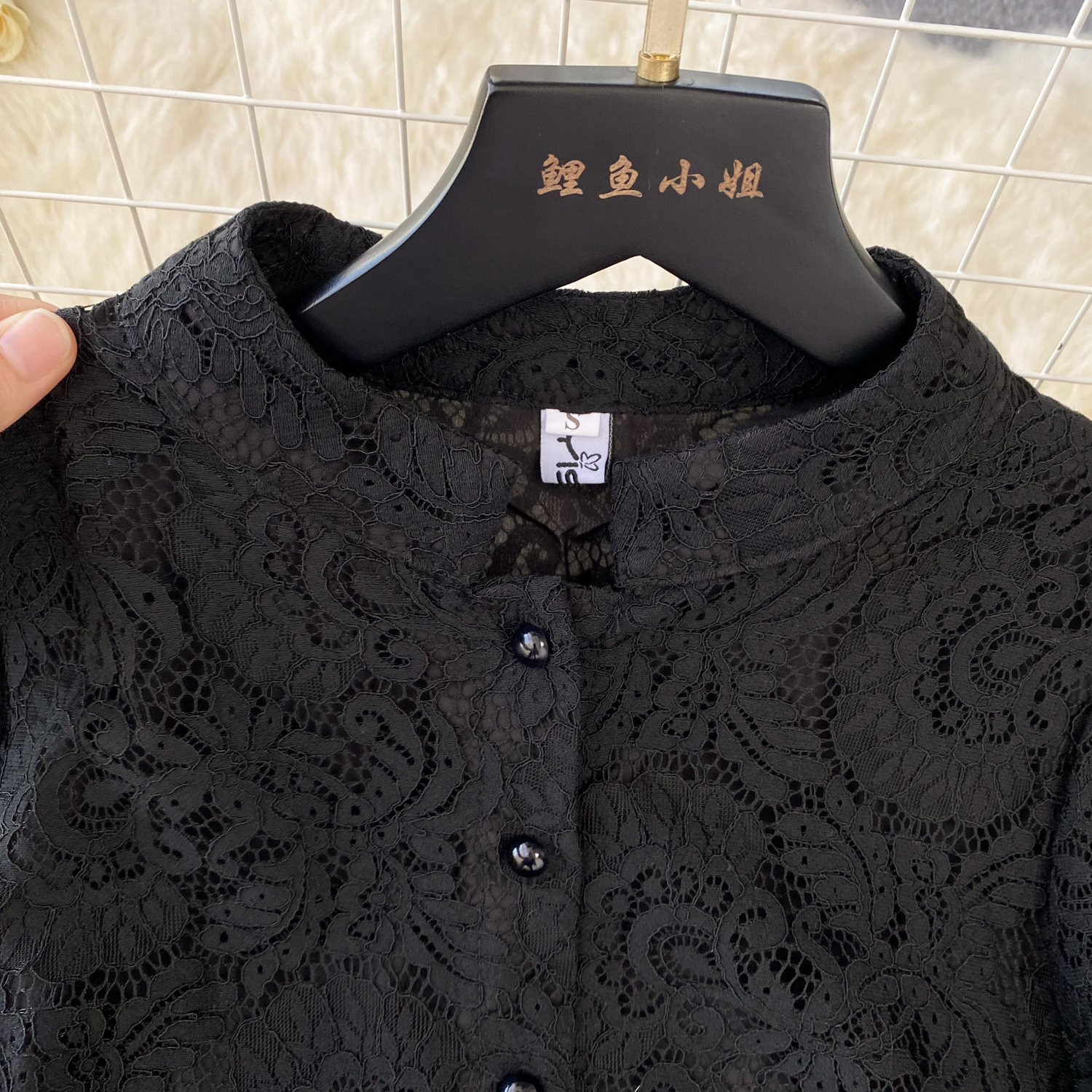 Robe de soirée florale vintage noire pour femme, col montant, manches longues, robes en dentelle, français, élégant, éducatif, printemps, automne