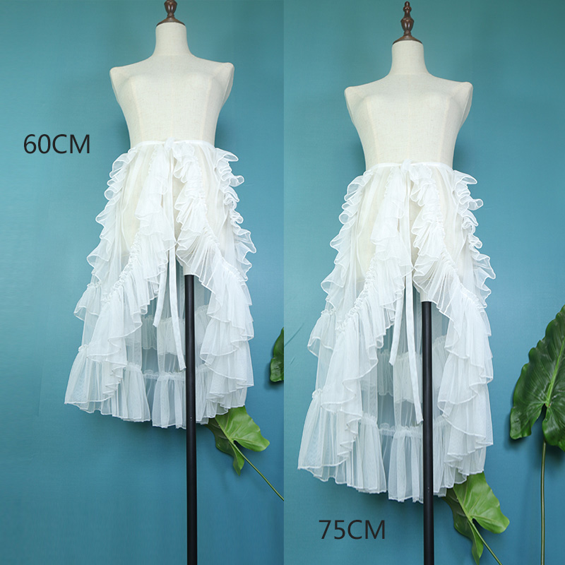 Jupe Gothique Lolita en Dentelle Transparente pour Femme, Rideau en Maille à Volants, Tablier de Princesse Japonaise Kawaii Mignonne, Jupes Dégradées