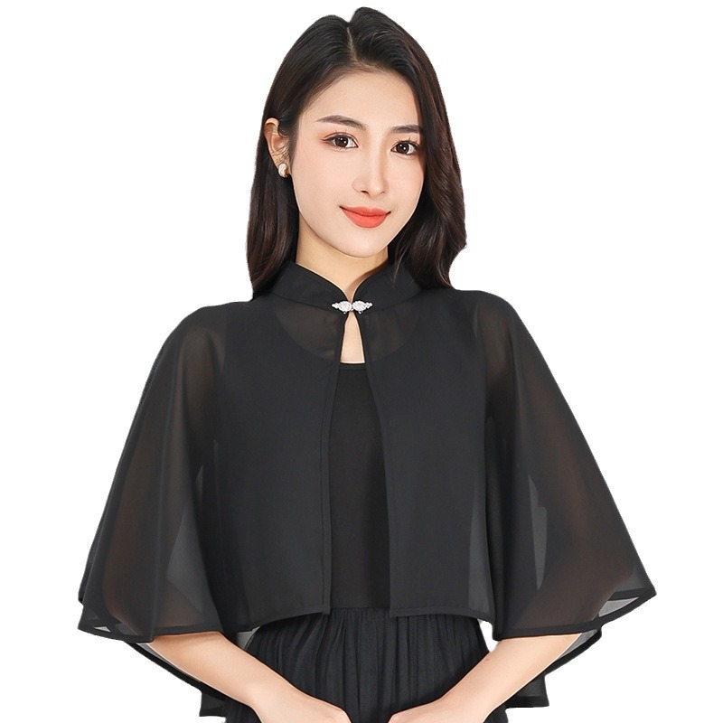 Vêtements d'extérieur courts en mousseline de soie pour femmes, châle de protection solaire, vêtements de printemps d'été, veste fine en dentelle Everak, climatisation