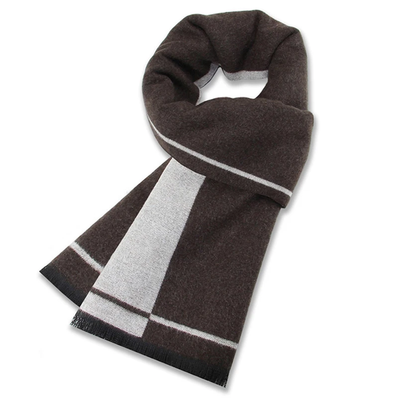 Écharpe de luxe homme hiver chaud laine écharpe pour hommes cachemire foulards décontracté Plaid mâle Long Pashmina extérieur châles homme silencieux cadeau