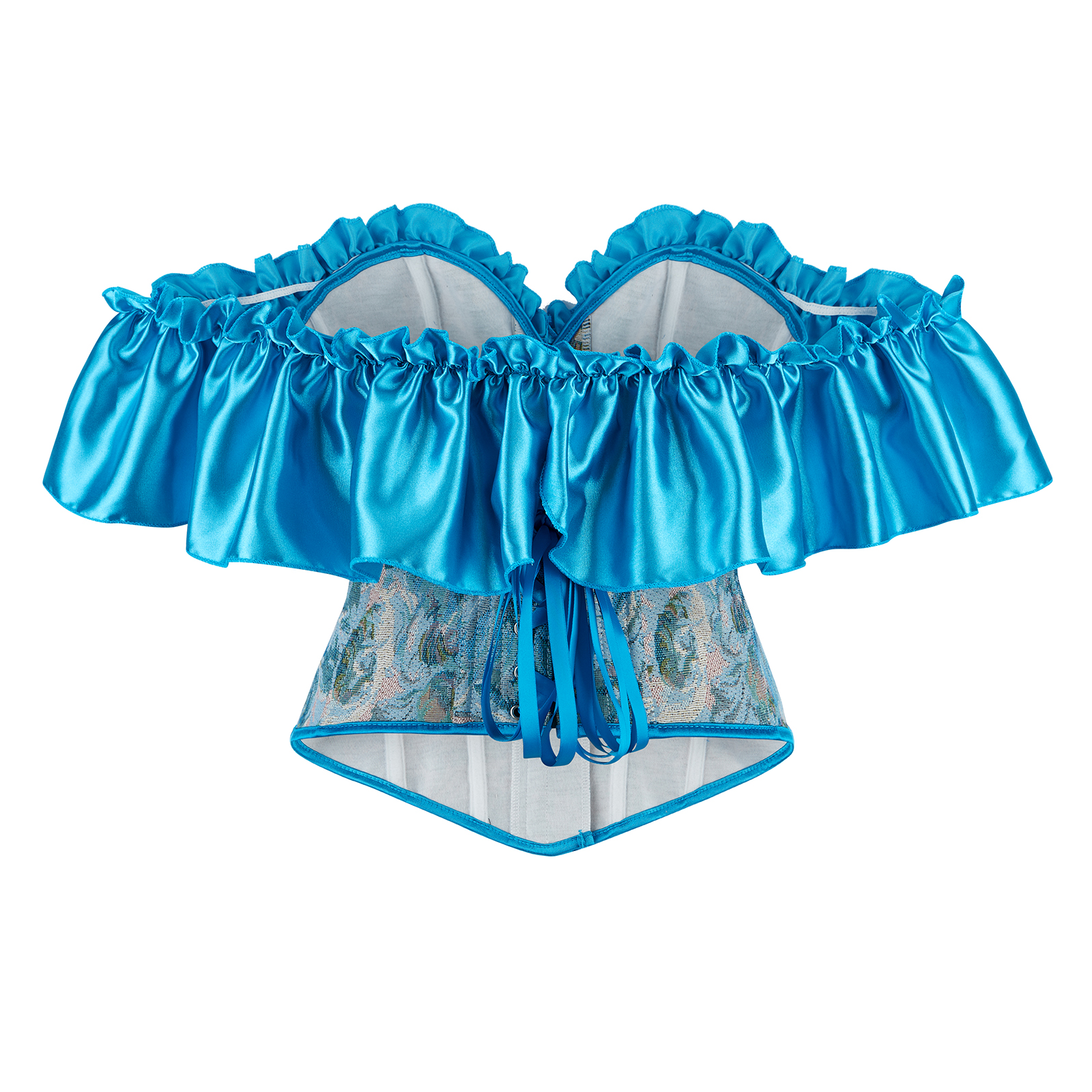 Femmes Bustier hauts Vintage Jacquard fleur Corset à volants manches corps Shaper à la mode Renaissance chemises