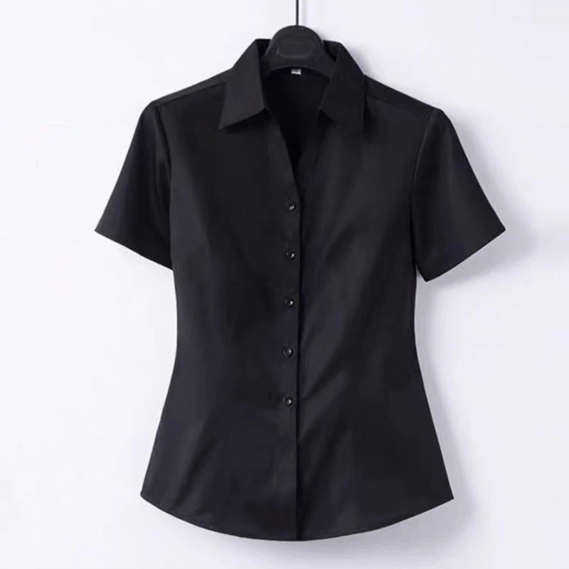 Chemisier Élégant et Tendance pour Femme : Nouvelle Collection Été, Manches Courtes, Boutons, Coupe Slim, Style Vintage et Basique