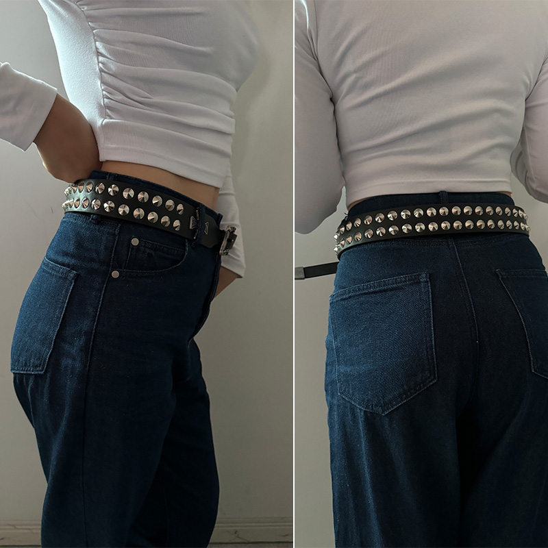 Ceinture en jean croisée unisexe, accessoire gothique pour femme, Punk Y2k, ceintures de styliste pour femmes, Hip hop, grande taille, rivets noirs pour hommes