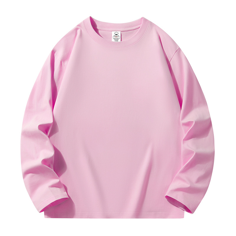 T-shirt à manches longues 100 % coton pour homme, col rond, coupe ample, décontracté, tendance, printemps-automne