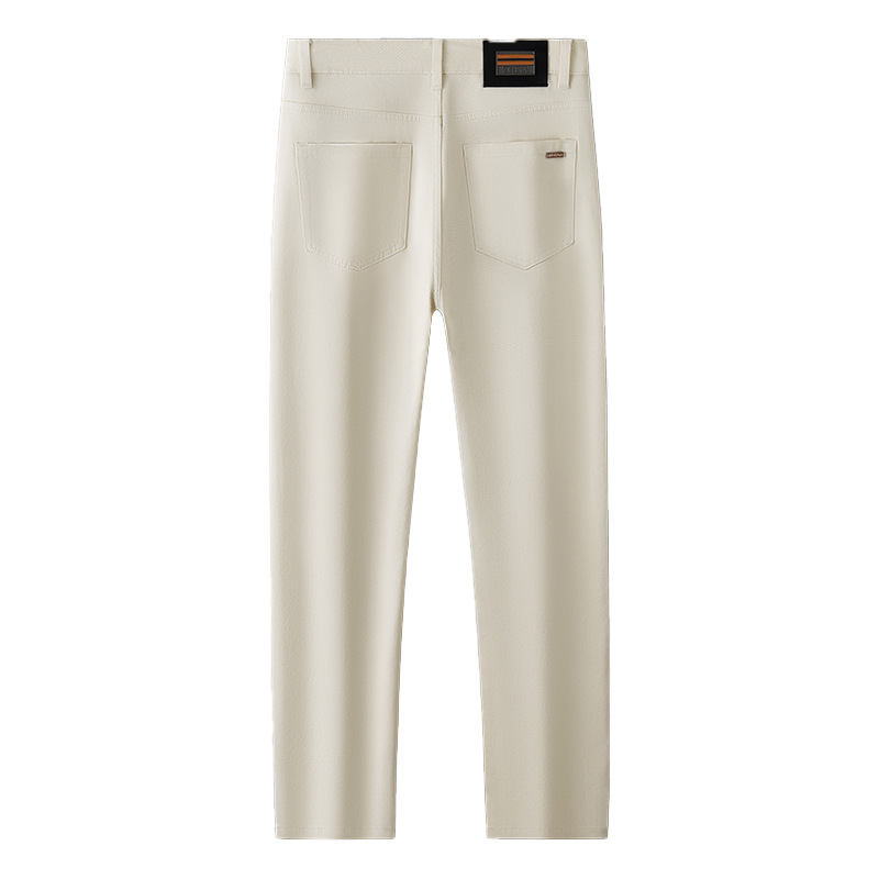 Jean de luxe léger en relief Beige pour hommes, pantalon droit Slim, jambe, pantalon d'affaires décontracté, printemps et été
