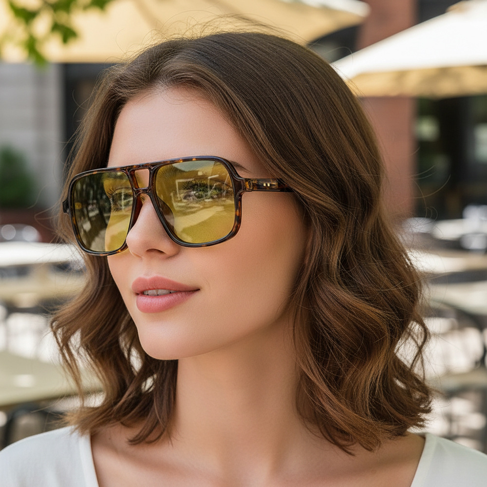 Lunettes de soleil vintage surdimensionnées, mode homme femme, montures carrées, lunettes tendance, design de marque populaire, lunettes de soleil UV400