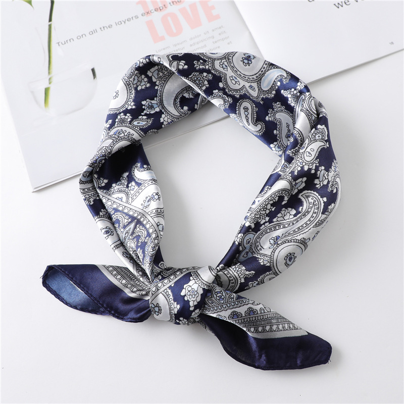 Foulard carré de luxe en soie de 60 cm pour femme, hijab, bandeaux pour cheveux, écharpe, châle en satin, ruban, bandeau, foulards de mode, bandana