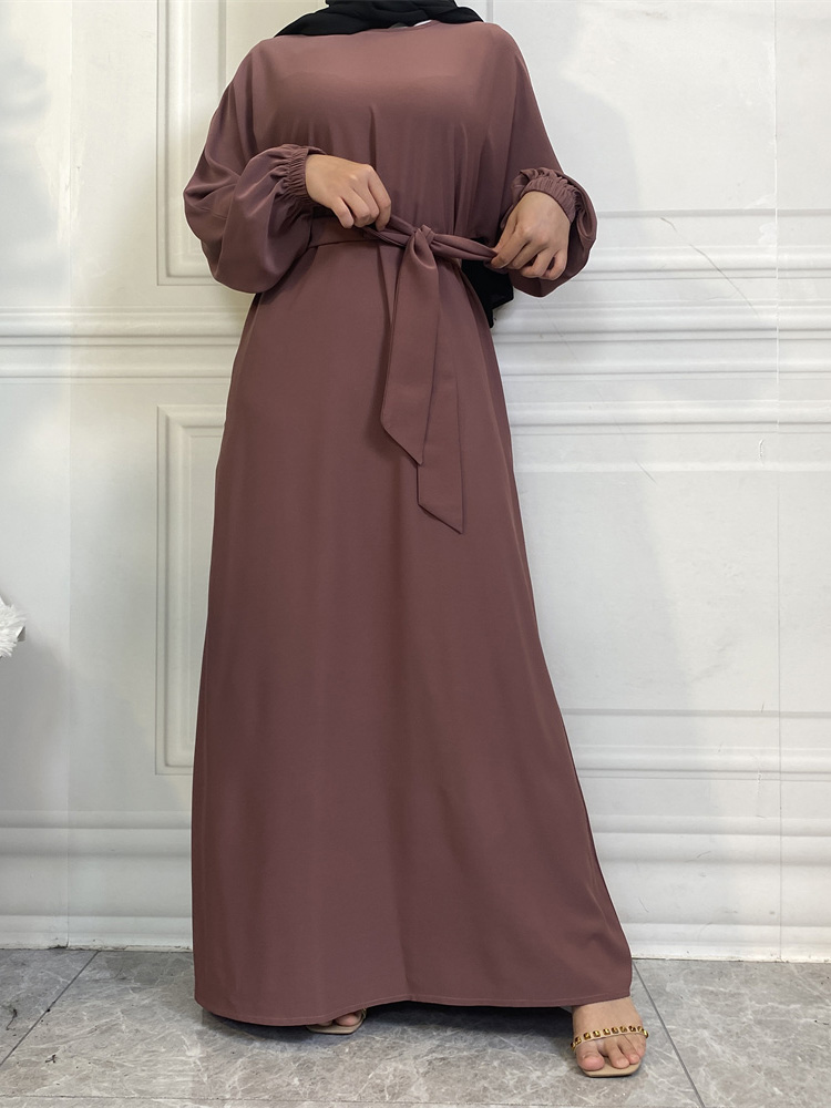 Selle chaude Style Simple robes marocaines caftan turquie couleur unie Golfe Abayas islamique femmes Robe longue musulmane saoudienne Robe Ramadan