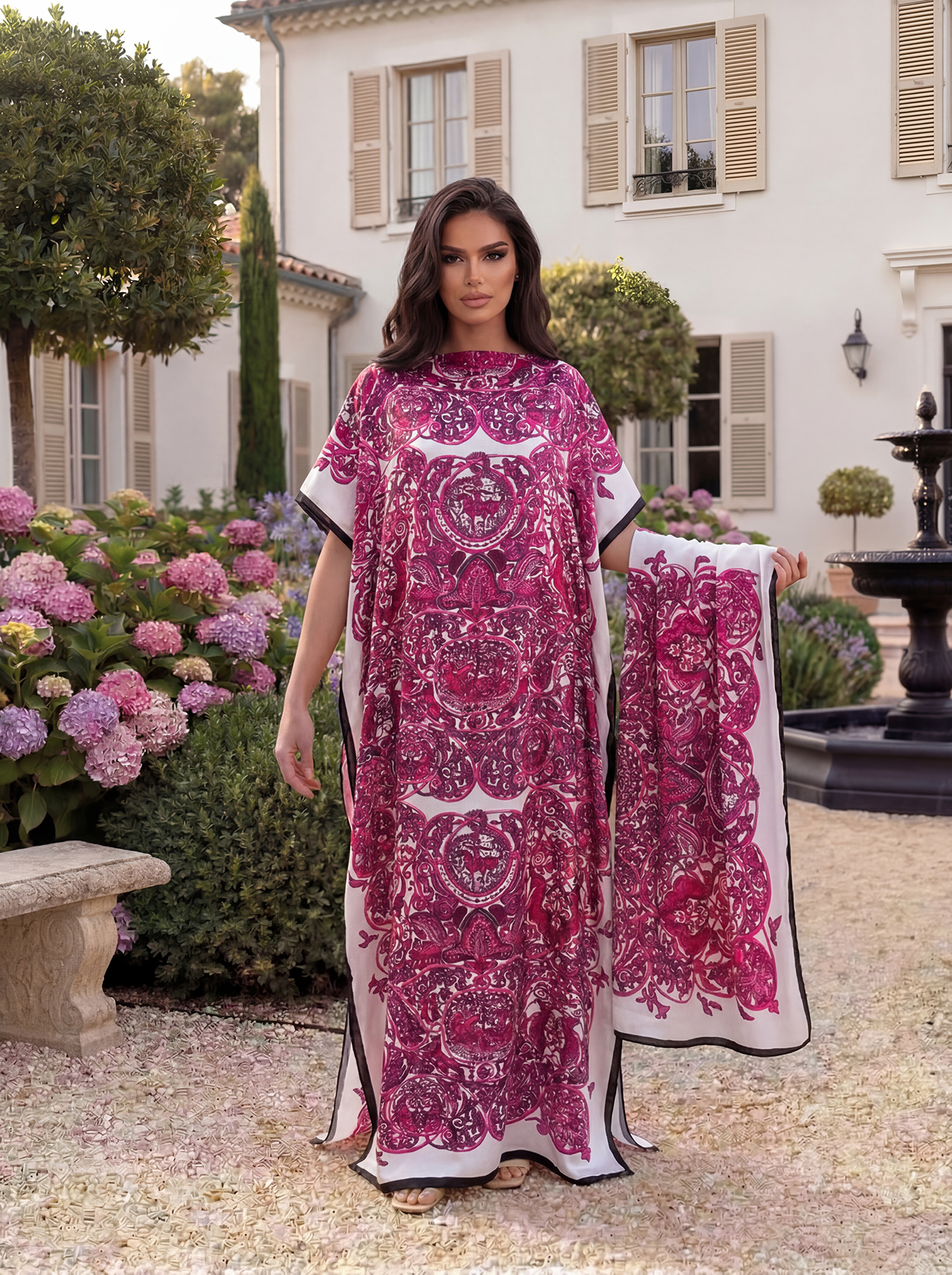 Abaya vintage baroque à imprimé animalier avec foulard, kaftan maxi ample pour femmes musulmanes africaines, tenue d'été pour la plage et les vacances