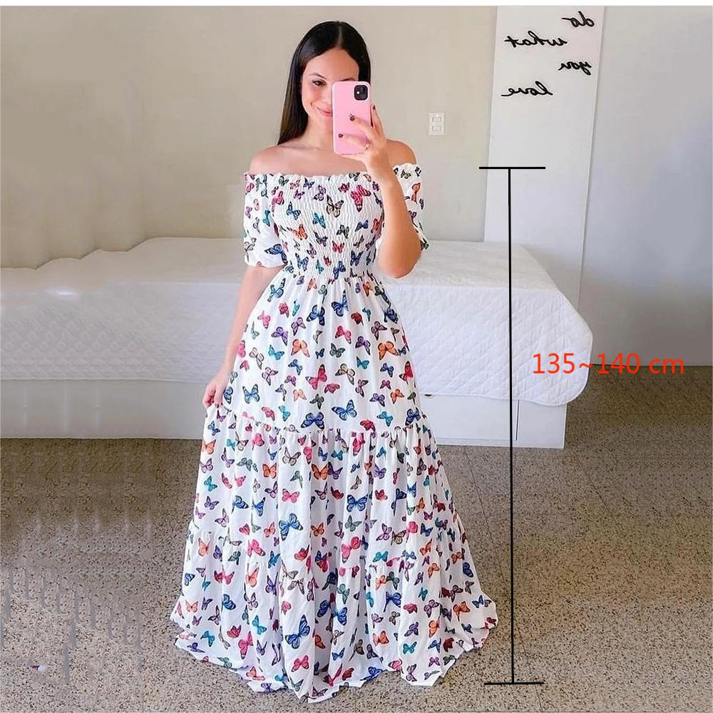 Robe Longue à Fleurs pour Femme, Tenue de Soirée Courte, Élégante, Décontractée, Style Boho, Vacances, Imprimée, Été Arts et lettres français fraîche mode fleur brisée irrégulière