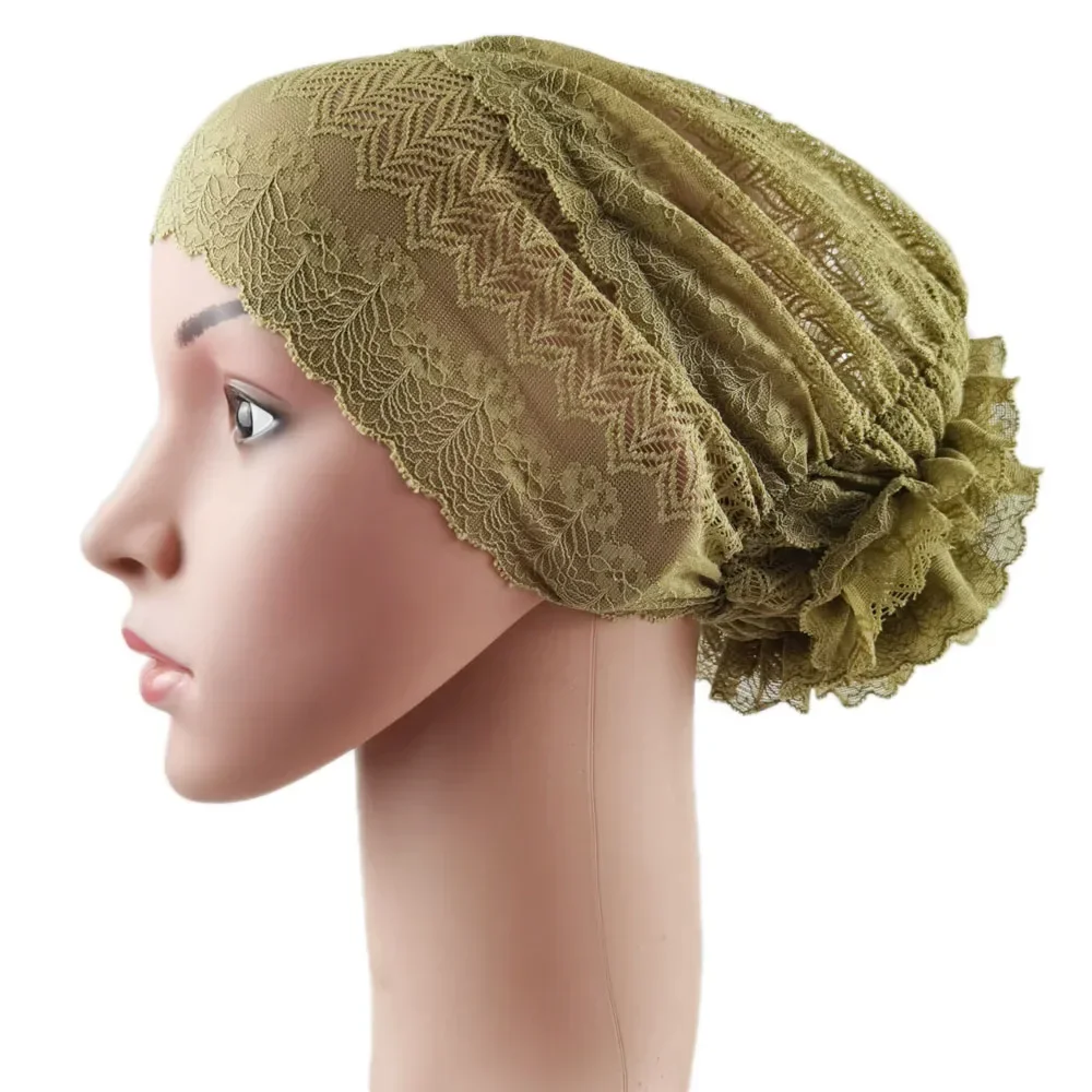 Nouveau Hijab Intérieur Complet en Dentelle pour Femme, Bonnet Turban, Sous-Hijab, Foulard Islamique, Chapeau Enveloppant, Bonnet pour Perte de Cheveux