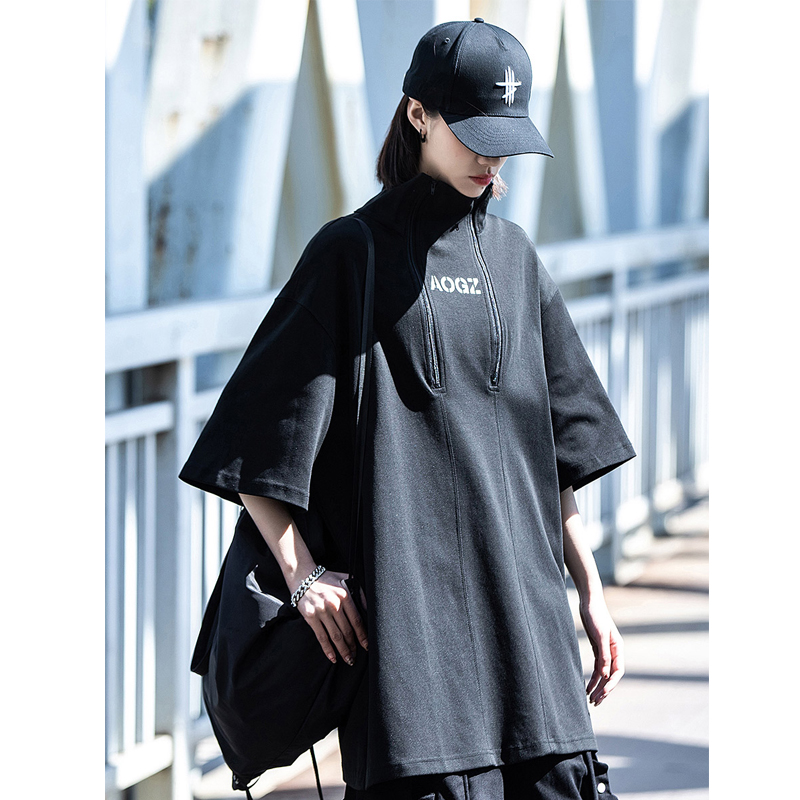 Techwear-T-shirt à col roulé pour hommes, T-shirt Hip Hop, T-shirt Harajuku, Économie à manches courtes, Streetwear, Printemps, Été