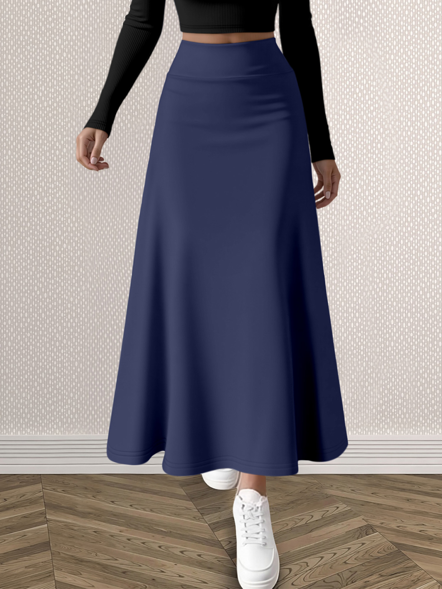 Jupe longue coréenne taille haute coupe trapèze multicolore, drapée simple, ajustée aux hanches, pour femme, tenue de tous les jours polyvalente