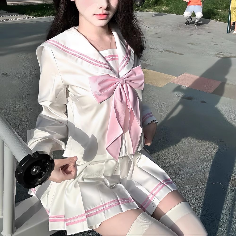 Vêtements d'étudiant tenue de marin blanc rose école japonaise Jk uniforme marin Fuku coréen femmes lycéennes filles Seifuku