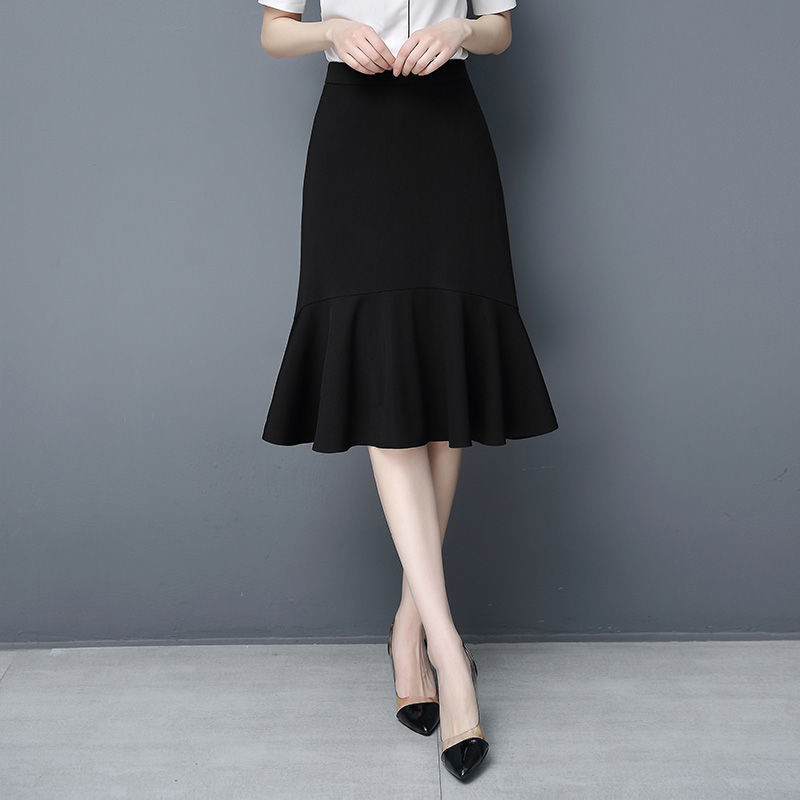 Jupe ample taille haute aux hanches, couleur unie, à volants, queue de poisson, élégante, à la mode, vêtements pour femmes, nouvelle collection été