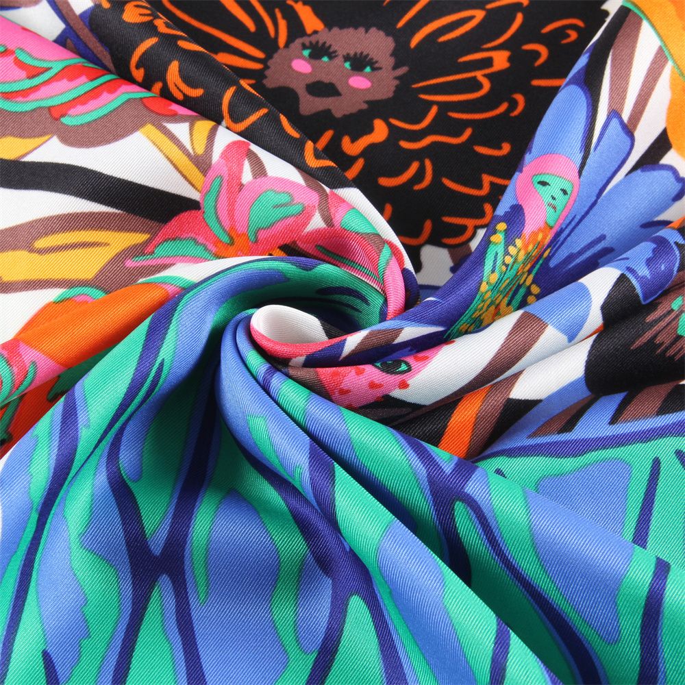 POBING-Foulard Carré pour Femme, Grand Châle, Bouteille de Fleurs, Bandana, Foulard de Luxe, Hijab