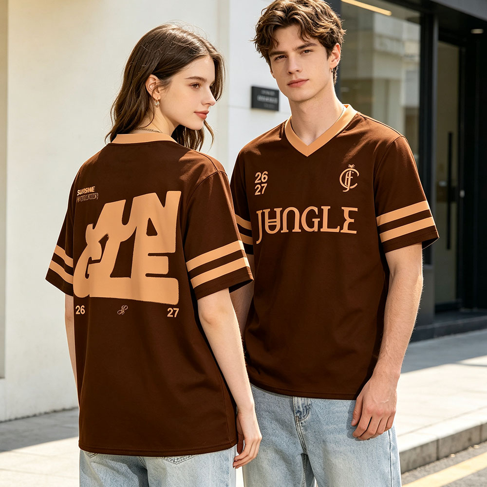 Maillot de football Jungle Sunshine Tour, col en V, été, unisexe, streetwear, manches courtes, coupe ample, t-shirts tendance pour hommes, impression graphique, merchandising.