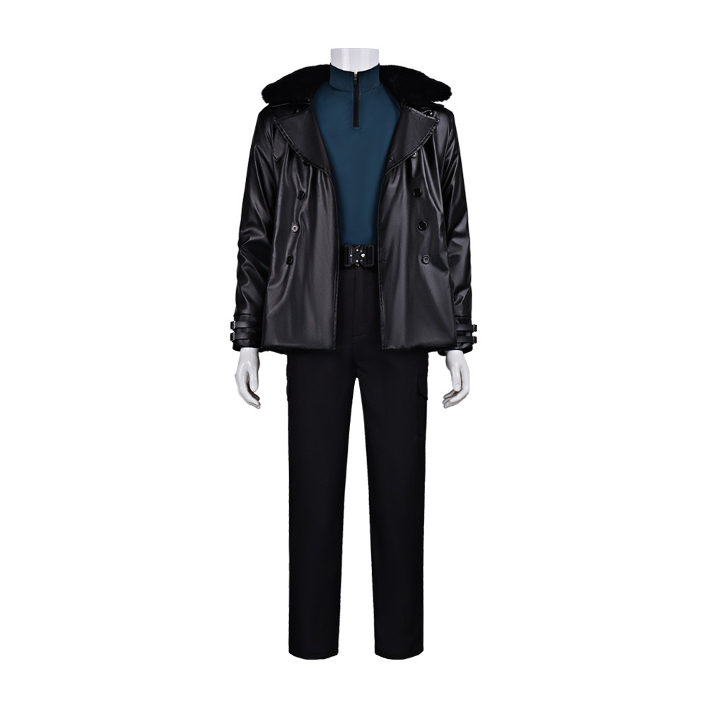 Costume de cosplay Resident Evil, film d'horreur, Leon Kennedy, ensemble complet, manteau, ceinture et perruque, tenue de jeu pour Comic Con, Halloween, jeu de rôle
