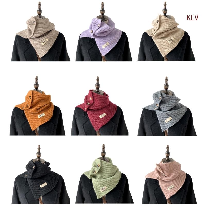 Écharpe en tricot à boutons pour femmes, protection du visage, châle chaud coupe-vent, 6XDA