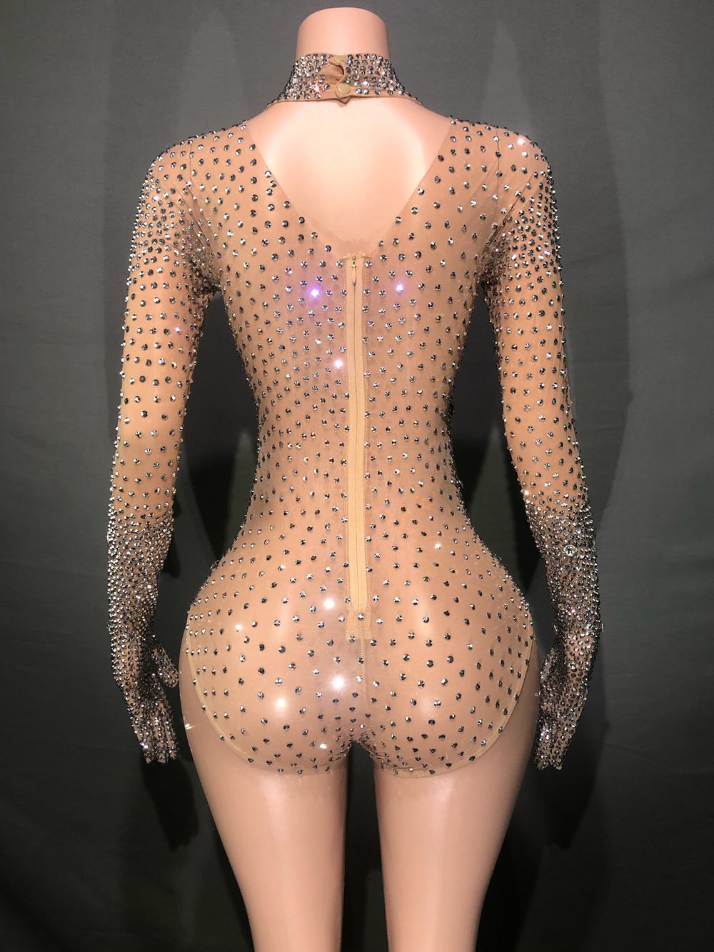 Justaucorps luxueux à strass pour femmes, tenue de soirée, de bal, d'anniversaire, Costume de danse en maille Sexy, body en cristal, vêtements de scène