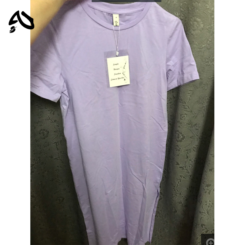 Robe T-shirt décontractée en coton pour femme, coupe ample, col rond, couleur unie, style streetwear, mode été