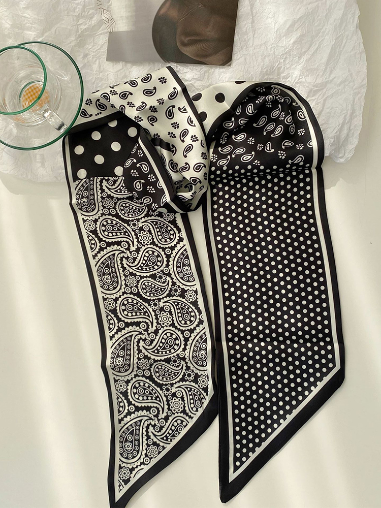 2025 foulard imprimé noix de cajou foulard en soie ruban mince foulard en soie femme étroit Long multi-fonctionnel ruban décoratif écharpe