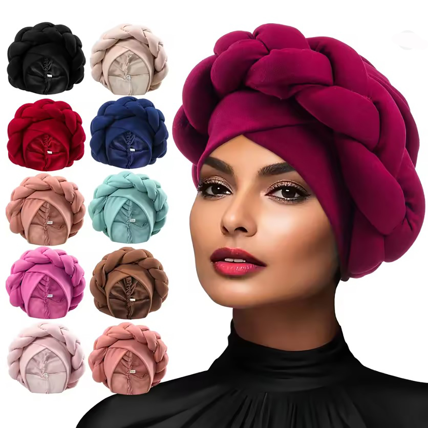 Casquette Turban tressée exagérée pour femmes, couvre-chef de fête de mariage africaine, Bonnets, bandeau, casquette Hijab, nouvelle collection